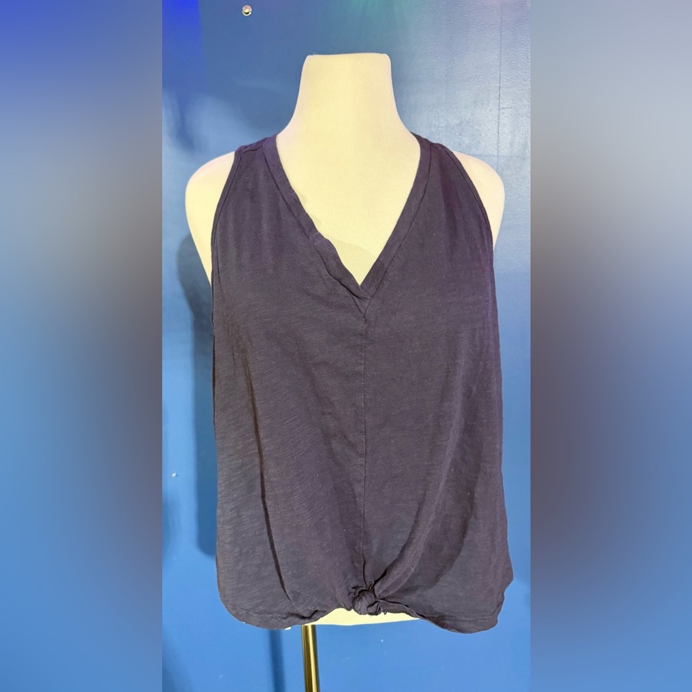 SHEIN Curve Navy Blue V-Neck Tank Top Size-2XL